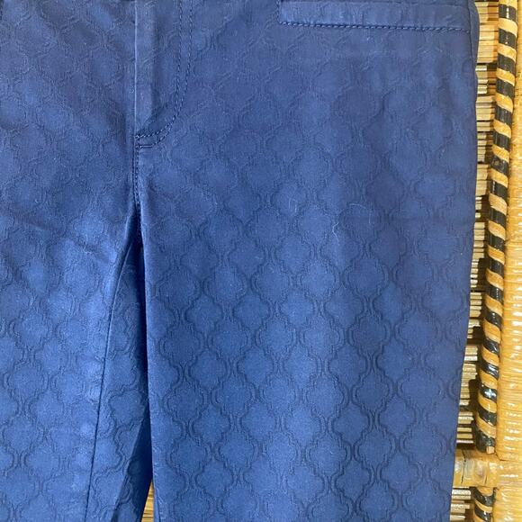 Lilly Pulitzer Navy Jacquard Slim Pants Size 0 Cotton Stretch Trellis Print - Picture 2 of 6